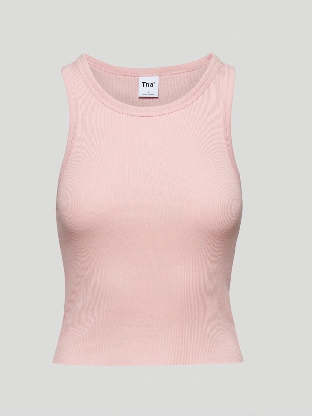 TNA Soft Pink Ribbed Cropped Tank